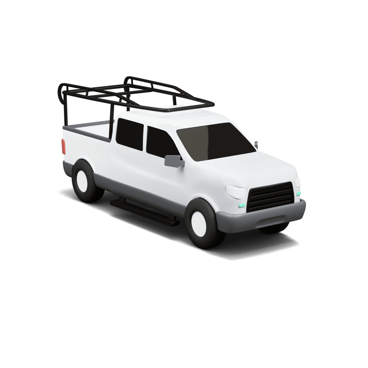 Curri pickup truck with pipe rack for delivering pipe, tubing, and other long materials