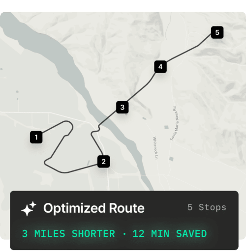 Screenshot of the Curri Route Planner showing a route being optimized to save on fuel and time